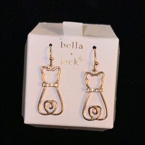 Gold Tone Cat Earrings